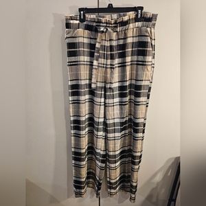 Cato Womans Large Brown Plaid Paperbag Waist Pants NWT